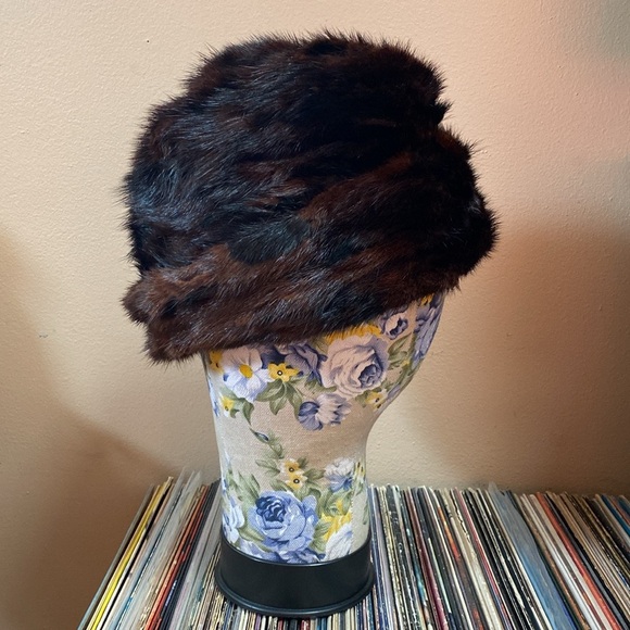Vintage 50’s 60’s Brown Mink Fur Arctic Hat - Picture 7 of 15